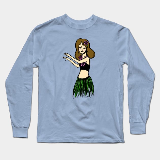 Dancing Hula Girl: Happy Hawaii Long Sleeve T-Shirt by Tessa McSorley